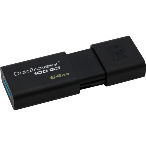 Kingston 64GB Data Traveler 100 G3 USB 3.0 Flash Drive (Black)