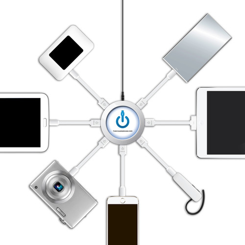 ChargeHub X7 7-Port Round USB Charging Station (White)