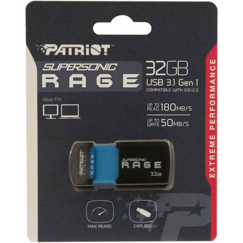 Patriot 32GB Supersonic Rage USB 3.2 Gen 1 Flash Drive