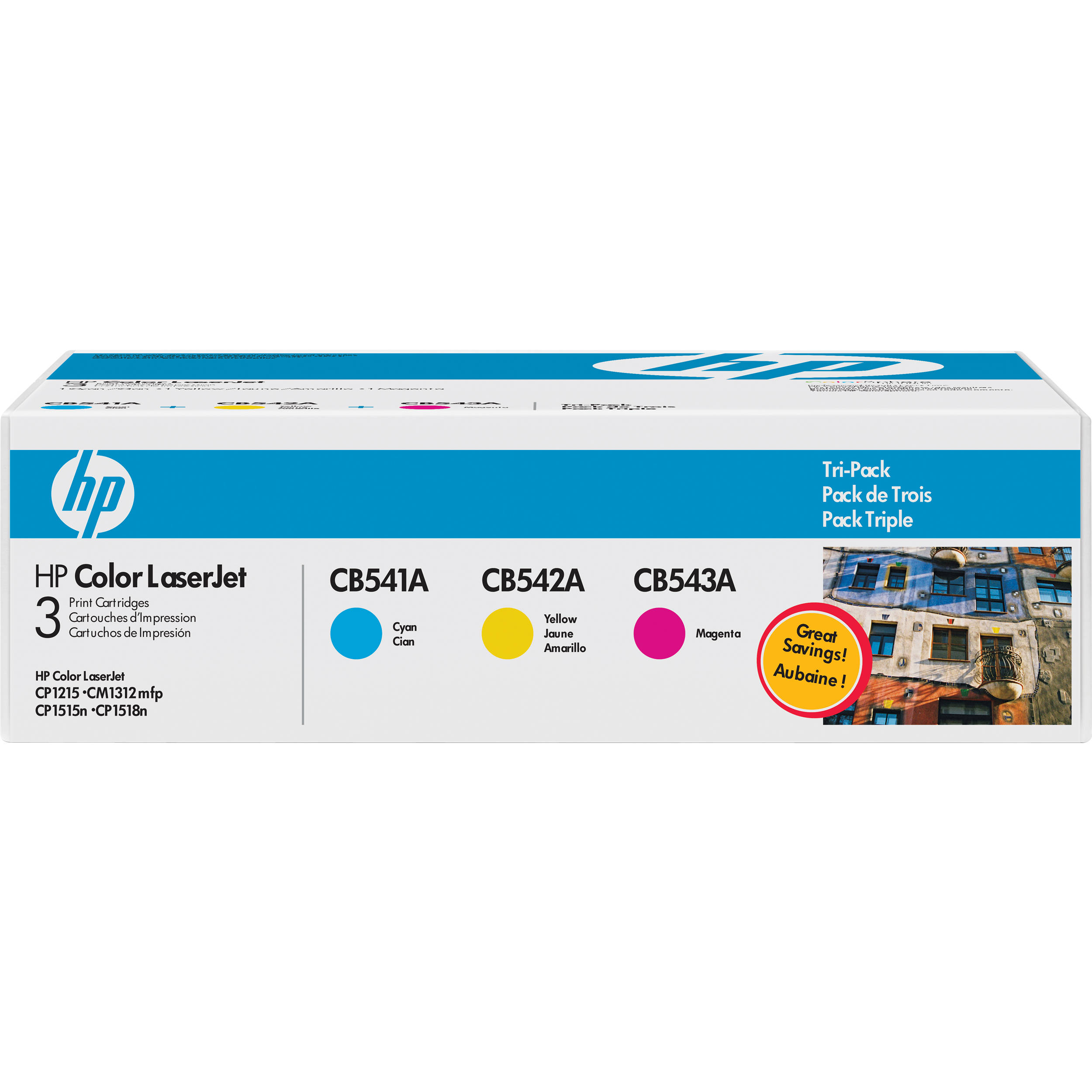 HP 125A Tri-Pack LaserJet Toner Cartridges (Cyan,Yellow, Magenta) (CE259A)
