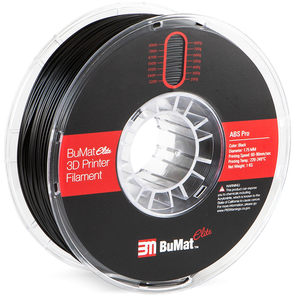 BuMat Elite Professional 1.75mm ABS Filament (1kg, Black)