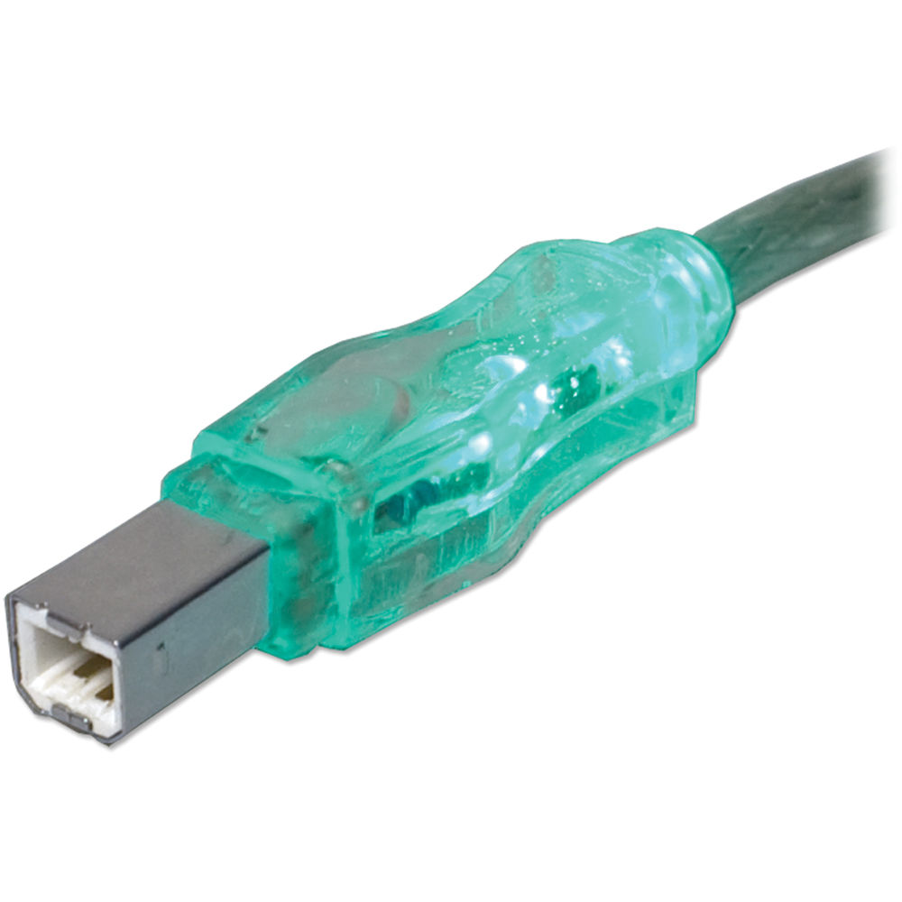 QVS USB 2.0 Male to Male Translucent Cable with Green LEDs (10')