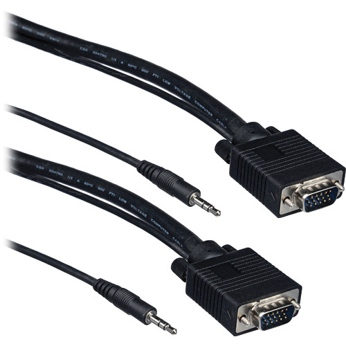 Tera Grand SVGA 15-Pin Male to Male Cable with 3.5mm Stereo Audio (25')